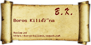 Boros Kiliána névjegykártya